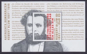 Federal Republic Block 89 Upright Democrats, Robert Blum, FDC Sstpl. Bonn - Picture 1 of 1