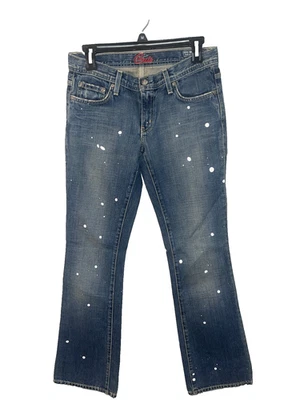 Blue Cult Paint Splash Jeans Kate #121 Women's  Size 28 Long Length Low Rise - Image 1 of 4