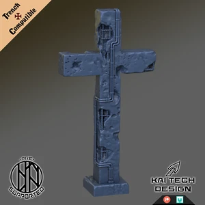Concrete Damaged cross 17cm  | Trench Compatible | Kaitech Design | 32mm scale - Picture 1 of 2