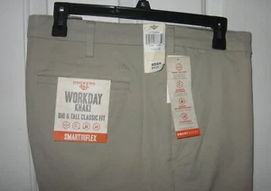Mens Dockers Big & Tall Workday Khakis 50x32 Safari Beige Classic Fit Flat Front - Picture 1 of 3