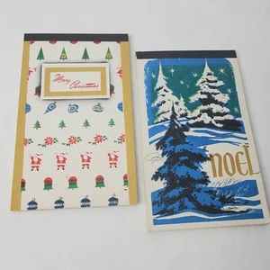 Vintage Weihnachtsbrücke Tally Punkteblöcke Menge 2 Winterszene Weihnachtsmann  - Bild 1 von 8