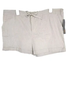 Daisy Fuentes Shorts Womens Large 39W Beige Linen Cotton Summer Style DFMN7603 - Picture 1 of 4