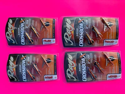 4 packs Rage CrossbowX Extreme mechanical crossbow Broadheads 100 Grain 2 BLADE - Image 1 of 2