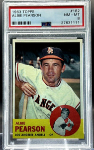 1963 TOPPS ALBIE PEARSON #182 LA ANGELS PSA NM-MT 8  BEAUTIFUL CARD