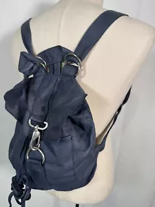 Zaino a secchiello in pelle di cervo fatto a mano blu navy Hand Nascondi nella mano - Foto 1 di 16