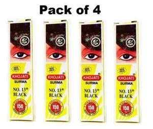 Khojati Surma No.13 Natural BLACK Surma Kohl Kajal Eyeliner Powder كحل pack of 4 - Picture 1 of 3