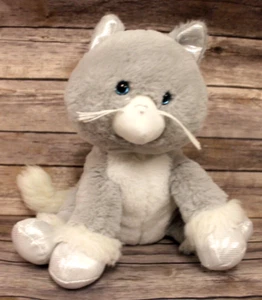 GANZ H14833 SASSY CAT LIGHT GRAY CAT PLUSH Stuffed Animal Toy, 14" TALL sequined - Picture 1 of 6