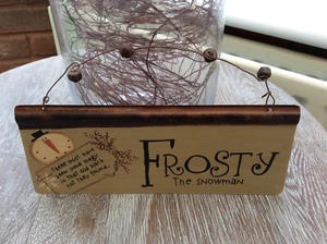 Primitives / rustikales / Volkskunststil Metall Weihnachtsschild .. Frosty der Schneemann - Bild 1 von 2