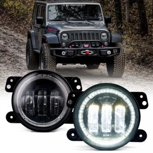 Luces antiniebla de parachoques delantero de 4 pulgadas blanco halo ojo de ángulo DRL para Jeep Wrangler 07-18 - Imagen 1 de 7