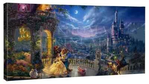 Thomas Kinkade Studios Beauty & the Beast Dancing in the Moonlight 16 x 31 Wrap - Picture 1 of 2