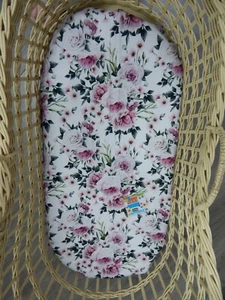 Bassinet Fitted Sheet Raspberry Peony 100% Cotton FITS STANDARD BASSINET - Picture 1 of 2