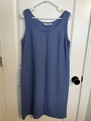 Vestido Vintage Jessica Howard Talla 14 Azul Jersey Sin Mangas Cuadros Cottage Core Foto 1 de 4
