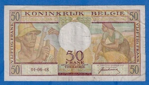 Belgium 50 Francs 1948 P-133 Circulated Banknote A05 309097 - Picture 1 of 6