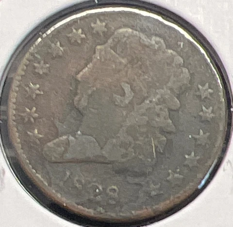 1828 13 STARS CLASSIC HEAD HALF CENT GOOD DETAIL READ  ACTUAL COIN #C13253 Cover