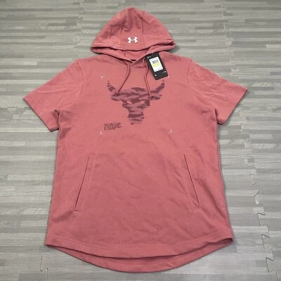 Moletom com capuz Under Armour Project Rock Terry manga curta masculino médio 1370465 rosa $65 - Imagem 1 de 4