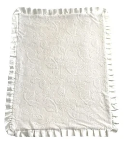 Starting Out Baby Blanket Satin Trim Ruffle Embossed Floral Faux Fur RARE - Picture 1 of 8