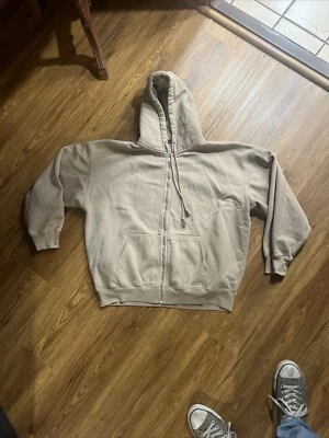 SUDADERA CON CAPUCHA Brandy Melville Grande Beige Cremallera Completa Peso Pesado (ver Medidas) Foto 1 de 4