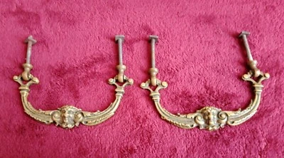 Ancienne Paire de Poignées en Laiton pour Tiroirs de Meuble - Photo 1/4