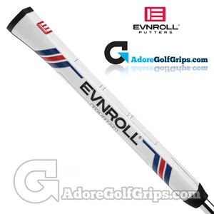 Evnroll TourTac 90 Gram Midsize Pistol Putter Grip - White / Blue / Red + Tape - Picture 1 of 1