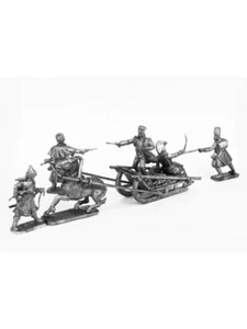 Composición con trineos y partisanos atacantes. Soldado de juguete de hojalata 54 mm - Imagen 1 de 7