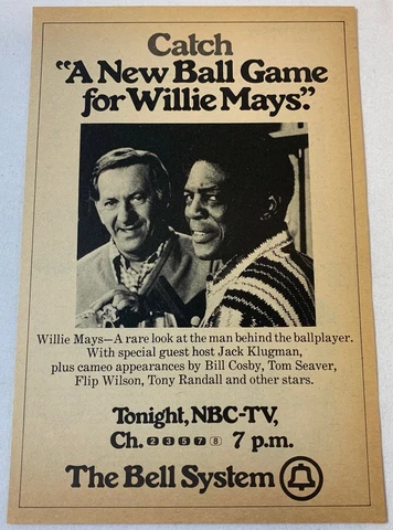 1974 NBC tv ad page ~ A NEW BALL GAME FOR WILLIE MAYS Cover