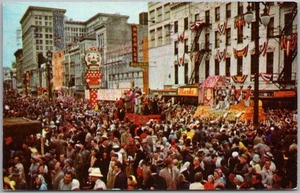 Mardi Gras 1957 Nueva Orleans La. Postal "CANAL STREET" Desfile / Curteich Cromo - Imagen 1 de 2