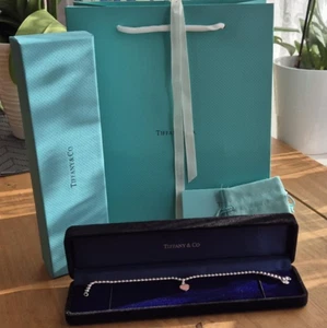 Return to Tiffany Bead Bracelet 19cm Pink Heart Charm - Picture 1 of 11