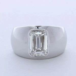14K Gold Solitaire Engagement Ring 3.96 Carat Emerald Lab-Grown Diamond G VS1 - Picture 1 of 5