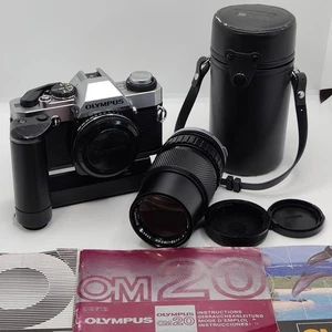 Olympus OM20 Camera 75-100mm f4 Zuiko AZ Lens, Winder 2 + Manuals & Caps & Case - Picture 1 of 24