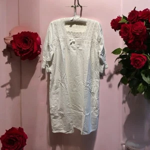 Camisón midi victoriano de algodón blanco Grandmacore de colección talla M? Encaje Cottagecore - Imagen 1 de 9