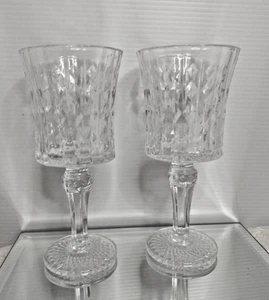 Elegante Weinkelche geschliffene Kristallgläser 2er Set mit Stiel 6" Neu - Bild 1 von 24