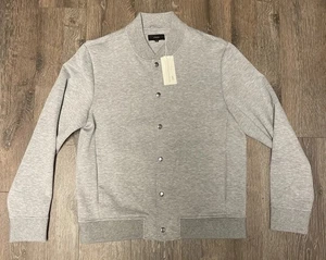 NWT Vince Mens Knit Bomber Varsity Jacket Grey Size M Medium $395 Retail New - Picture 1 of 10