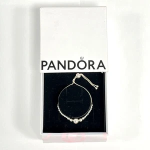 PANDORA 925 Silver Adjustable Bracelet w/Box - Bild 1 von 5