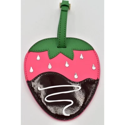 Kate Spade Chocolate Covered Dipped Strawberry Luggage Tag ID Crystal Pink - Image 1 of 4