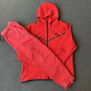 Nike Tech Fleece Tracksuit Set Size XL Mens Red Hoodie & Pants CU4489-657 - Picture 1 of 20