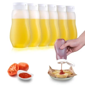 6 pack Condiment Squeeze Bottles for Sauces 12oz with Flip Top, Hot Sauce Bot... - Picture 1 of 7