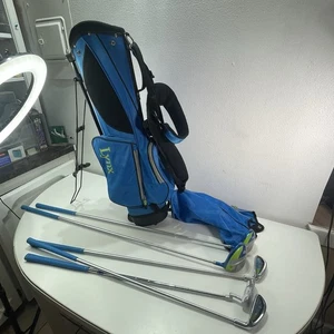 Lynx LX Jr Blue Kids Junior 5 Pc Golf Club Set Youth Right Handed w/ Stand Bag - Picture 1 of 12