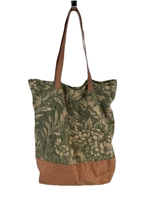 Bolso grande MERONA verde yute imitación cuero floral Foto 1 de 4