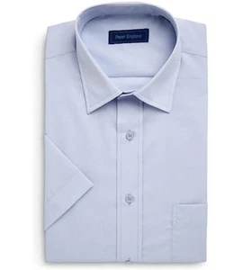Peter England Mens Short Sleeve Formal Shirt Regular Fit - Blue - Picture 1 of 12
