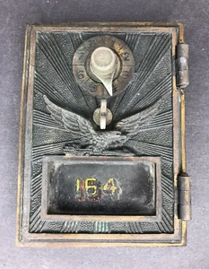 Antique U.S. Post Office Mail Box Door #164 Flying Eagle Brass Combination Lock - Picture 1 of 3