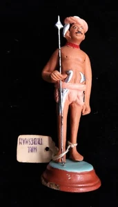 Vtg Hand Painted Indian Clay Krishnanagar Look Unsigned Hill Tribesman Figure - Picture 1 of 16