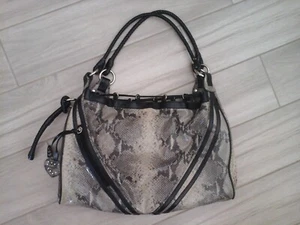 Sharif Studio Gray/Black Snake Embossed Leather Hobo Handbag. . Size 10x16.5x3.5 - Picture 1 of 7