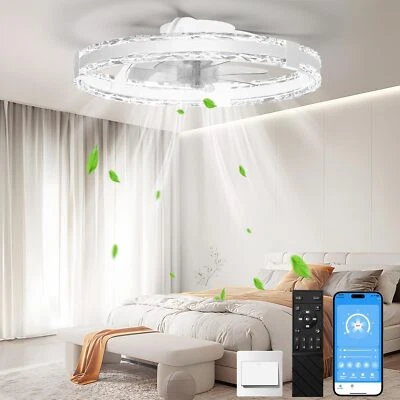 Ceiling Fans with Lights and Remote, 20'' Low Profile Flush Mount Ceiling Fan - Image 1 of 4