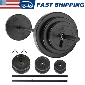 Rubber Adjustable Barbell Weight Set 45Lb Fitness Weights Lifting for Home Gym - Picture 1 of 12