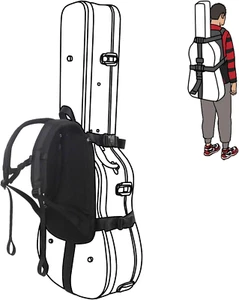 Guitar Hard Case Backpack Carrying System - Black - Picture 1 of 9
