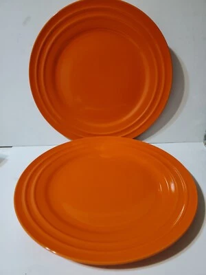 Platos de cena RACHAEL RAY Double Ridge naranja mandarina - Un par Foto 1 de 4
