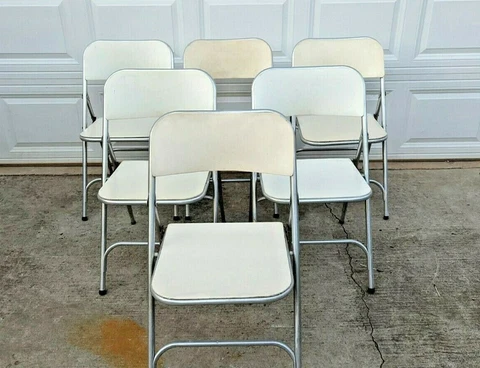 (6) AIRLITE Vintage Aluminum Folding Chairs -  SET OF SIX Cover
