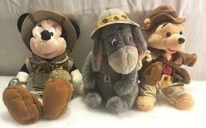 DISNEY Plush LOT of 3  Safari Minnie ~ Safari Eeyore ~ Adventurer Pooh ~Exc Cond - Picture 1 of 9