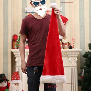 Adultos Niños Navidad Sombrero Largo Peluche Navidad Sombrero 80cm 150cm Juegos con disfraces Fiesta - Imagen 1 de 15