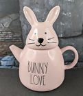 Rae Dunn Pink BUNNY LOVE Teapot  Rabbit Decor Tea Party Gift Grannycore Cottage